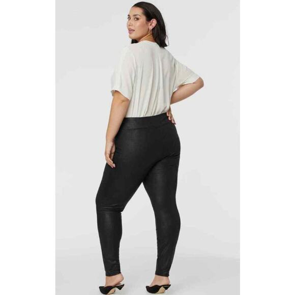 NYDJ Pull-On Skinny Legging Pants 2X PLUS Black Metallic Coated Faux Leather - Picture 2 of 10